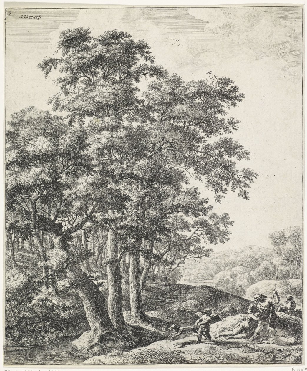 Venuše a Adonis od Anthonie Waterloo