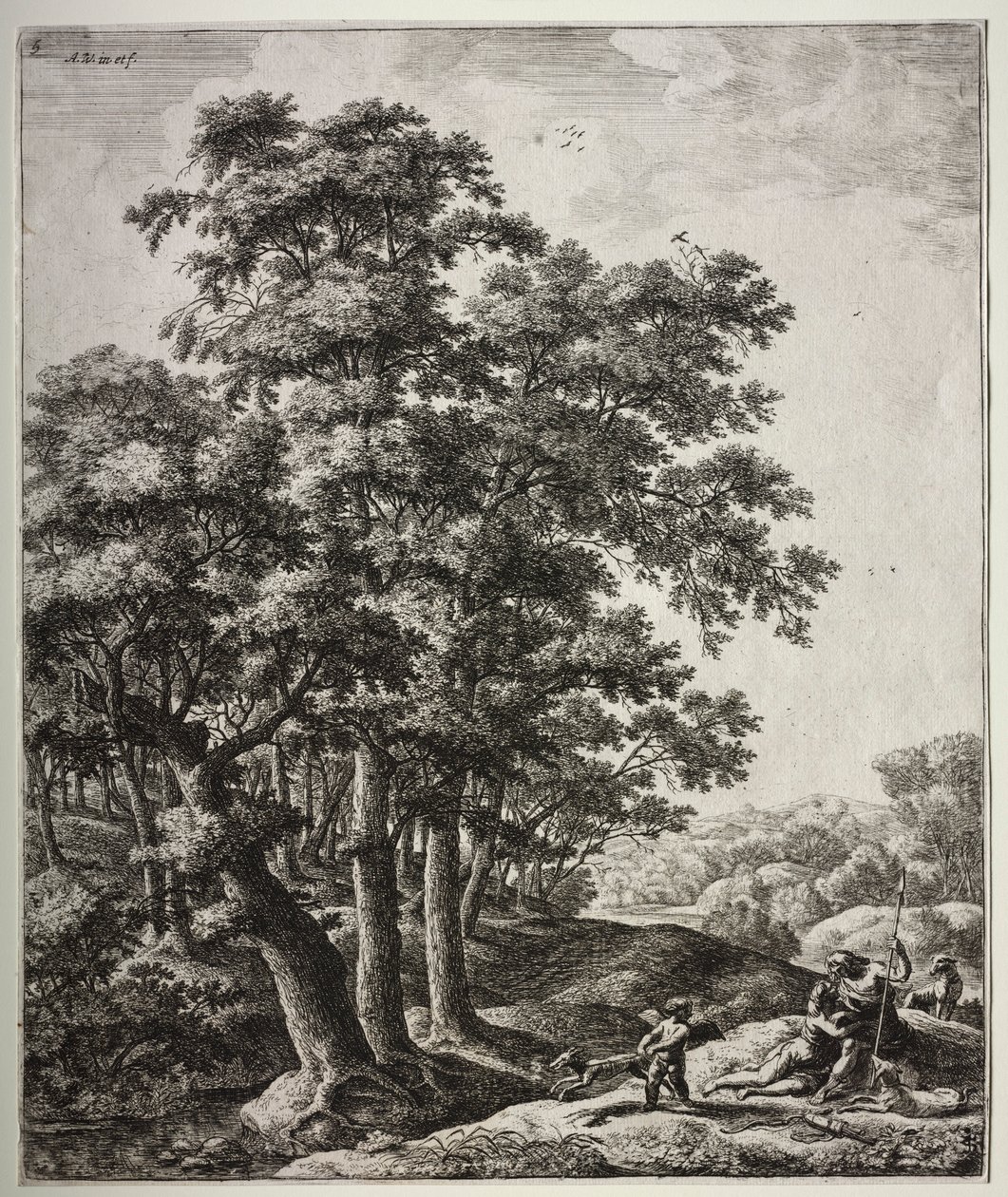 Venuše a Adonis. od Anthonie Waterloo