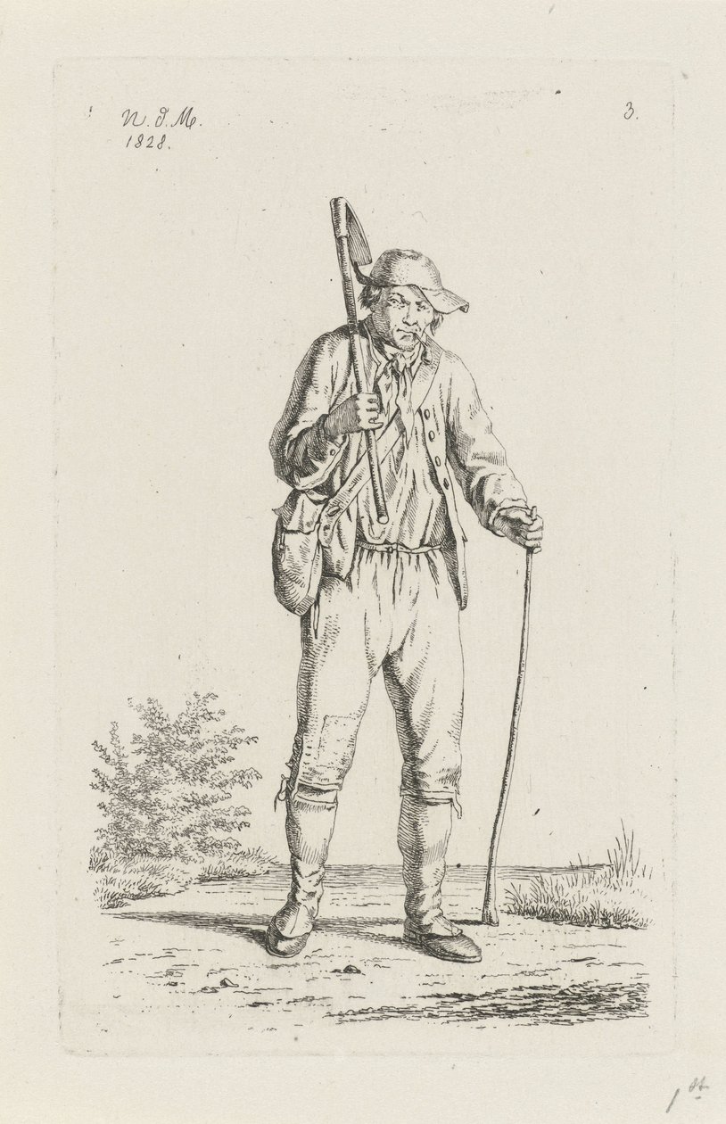Farmář z Arden s motykou Farmáři a farmářky ze Spojeného království Nizozemska (název série) od Anthonie Willem Hendrik Nolthenius de Man