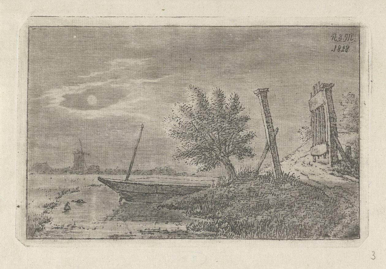 Krajina s lodí a otevřenou bránou od Anthonie Willem Hendrik Nolthenius de Man