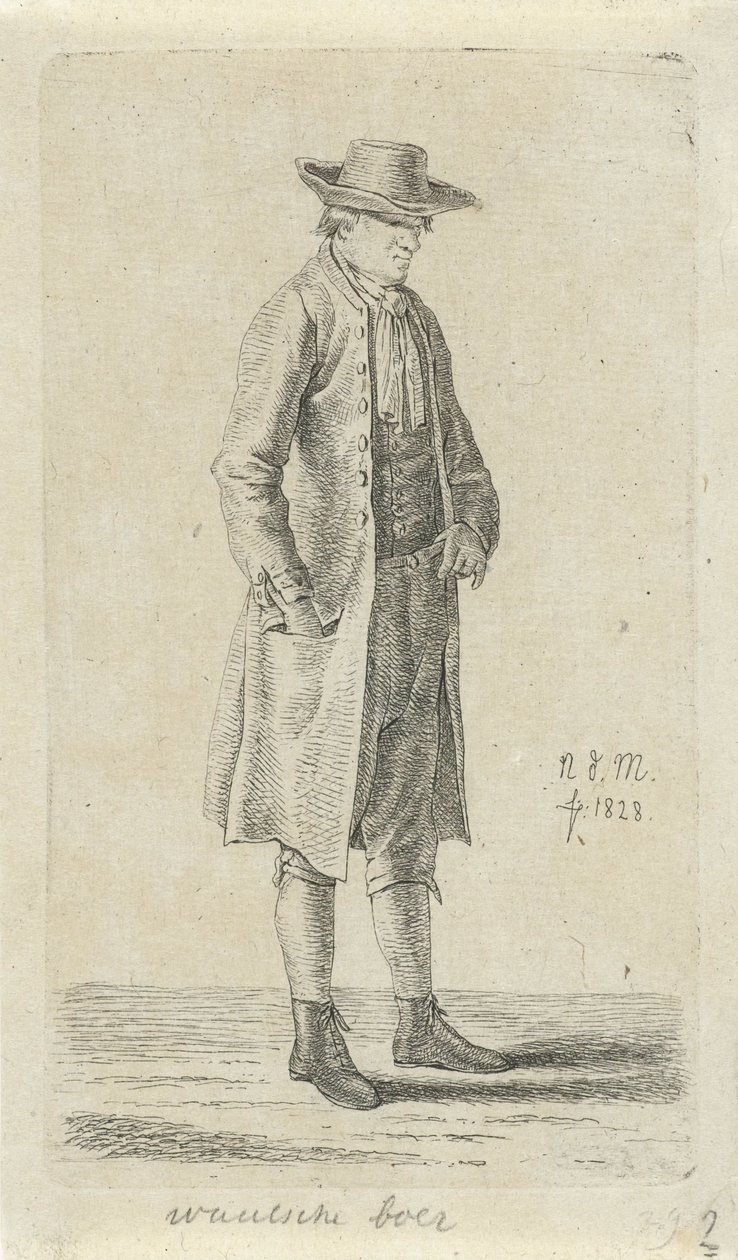 Muž s rukou v kapse saka Valonský farmář (titul na objektu) 12 studijních figurek (název série) od Anthonie Willem Hendrik Nolthenius de Man