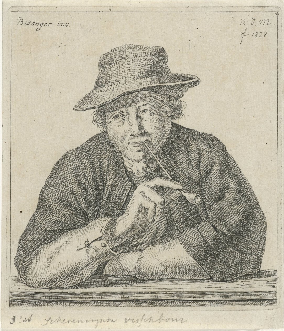 kouřící muž Chovatel ryb Schevingsche (název na objektu) od Anthonie Willem Hendrik Nolthenius de Man