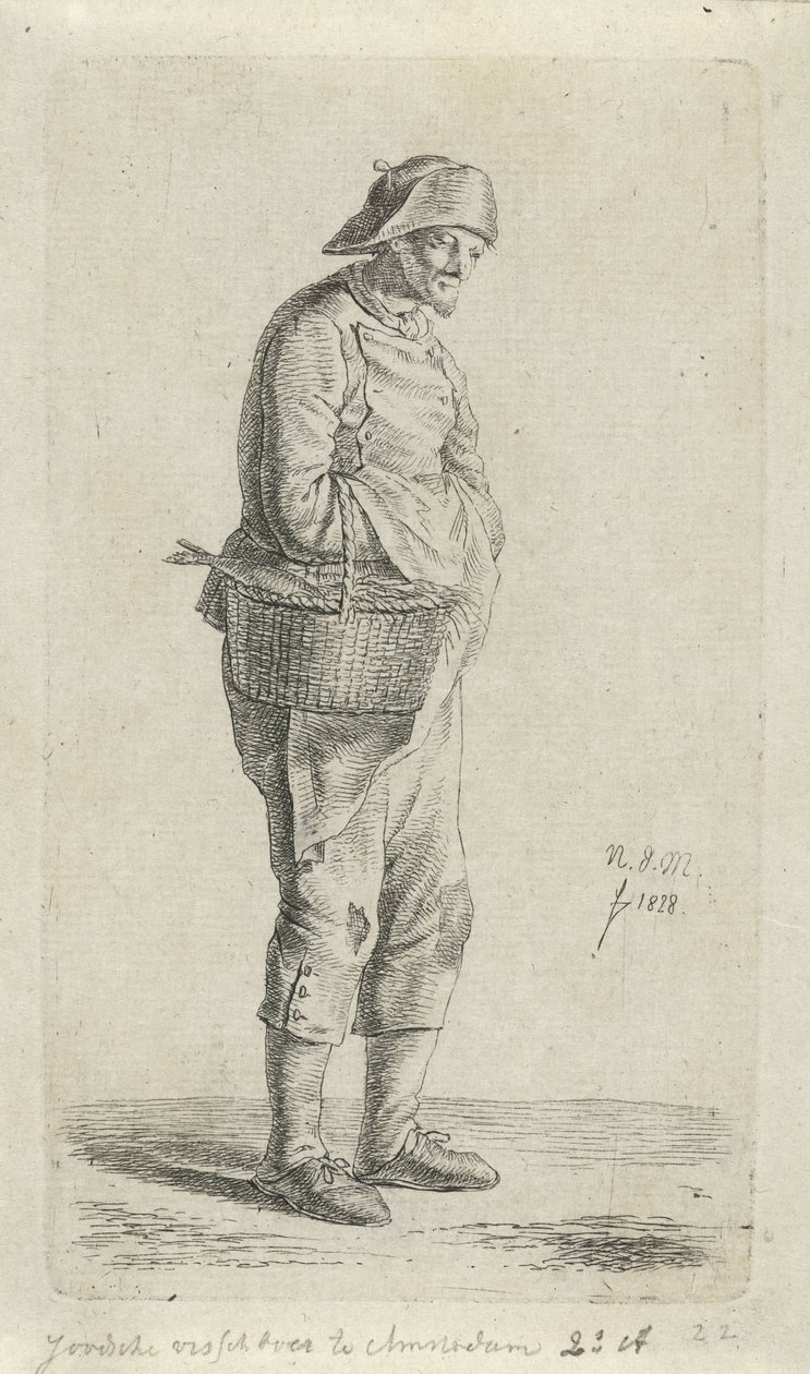 obchodník s rybami Židovský obchodník s rybami v Amsterdamu (název na předmětu) 12 studijních figurek (název série) od Anthonie Willem Hendrik Nolthenius de Man