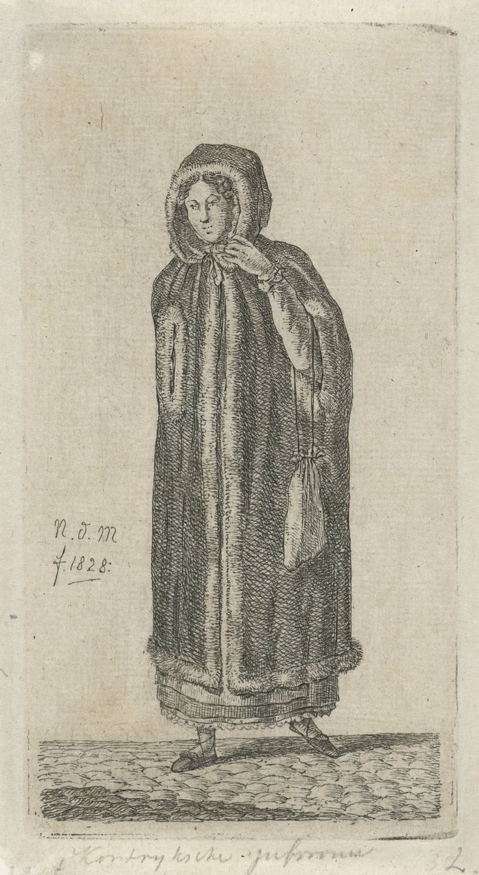 Žena s pláštěm Slečna Kortrijk (titul na objektu) 12 studijních figurek (název série) od Anthonie Willem Hendrik Nolthenius de Man