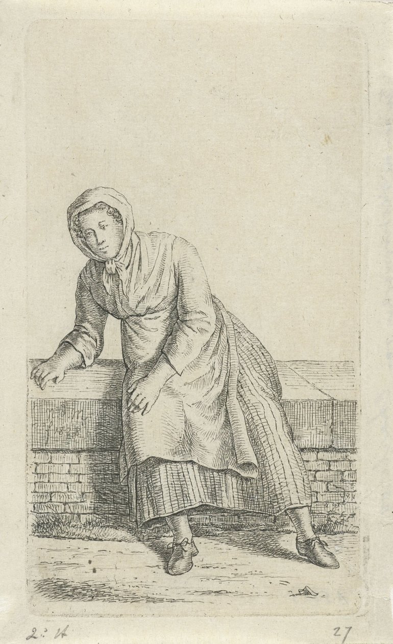 Žena sedí na zdi 12 studijních figurek (název série) od Anthonie Willem Hendrik Nolthenius de Man