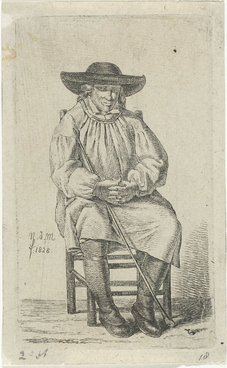 Sedící muž s holí 12 studijních figurek (název série) od Anthonie Willem Hendrik Nolthenius de Man
