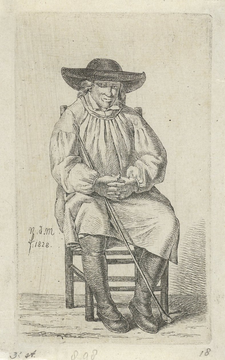 Sedící muž s holí 12 studijních figurek (název série) od Anthonie Willem Hendrik Nolthenius de Man