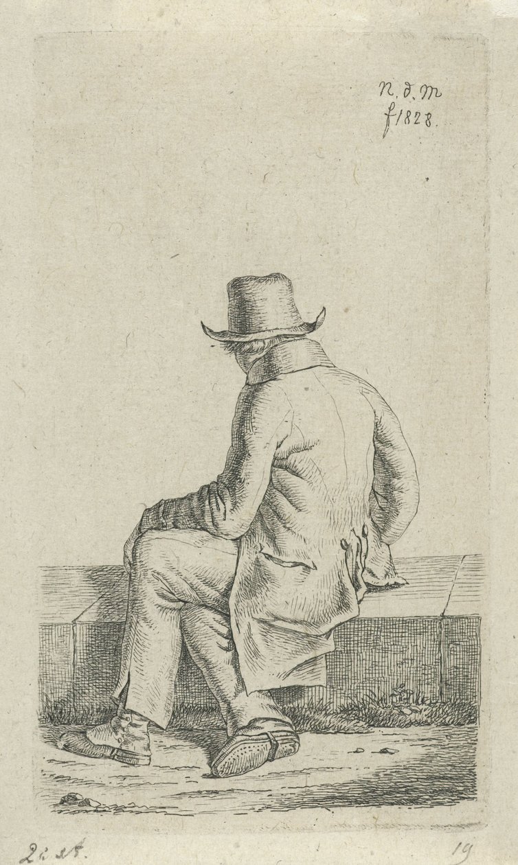 Sedící muž na zdi 12 studijních figurek (název série) od Anthonie Willem Hendrik Nolthenius de Man