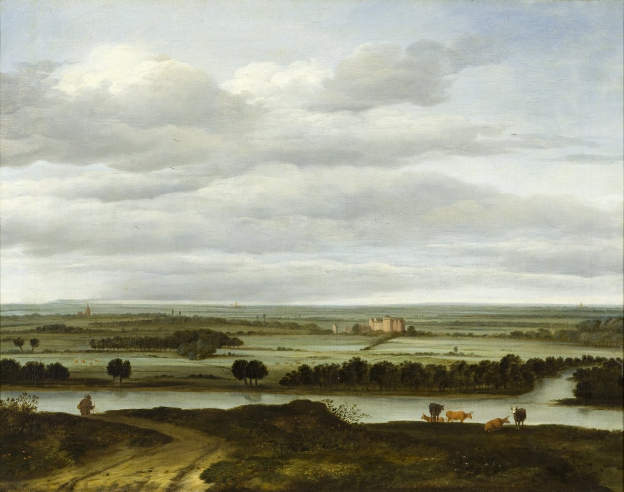 Panoramatická krajina u Rhenenu s Huis ter Lede od Anthonie van Borssom
