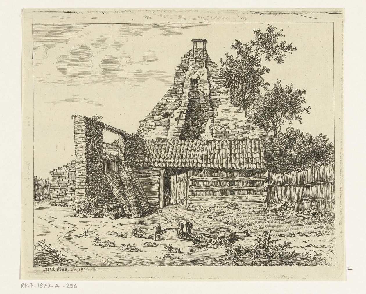 Řezačka rákosu na zříceninu domu Snaatburg v Maarssenu od Anthonie van den Bos