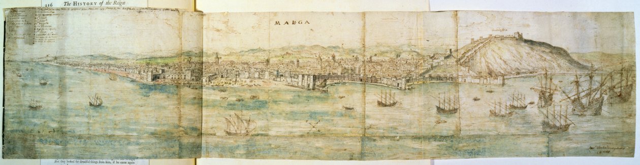 Malaga, 16. století (pero, inkoust a wc na papíře) od Anthonis van den Wyngaerde