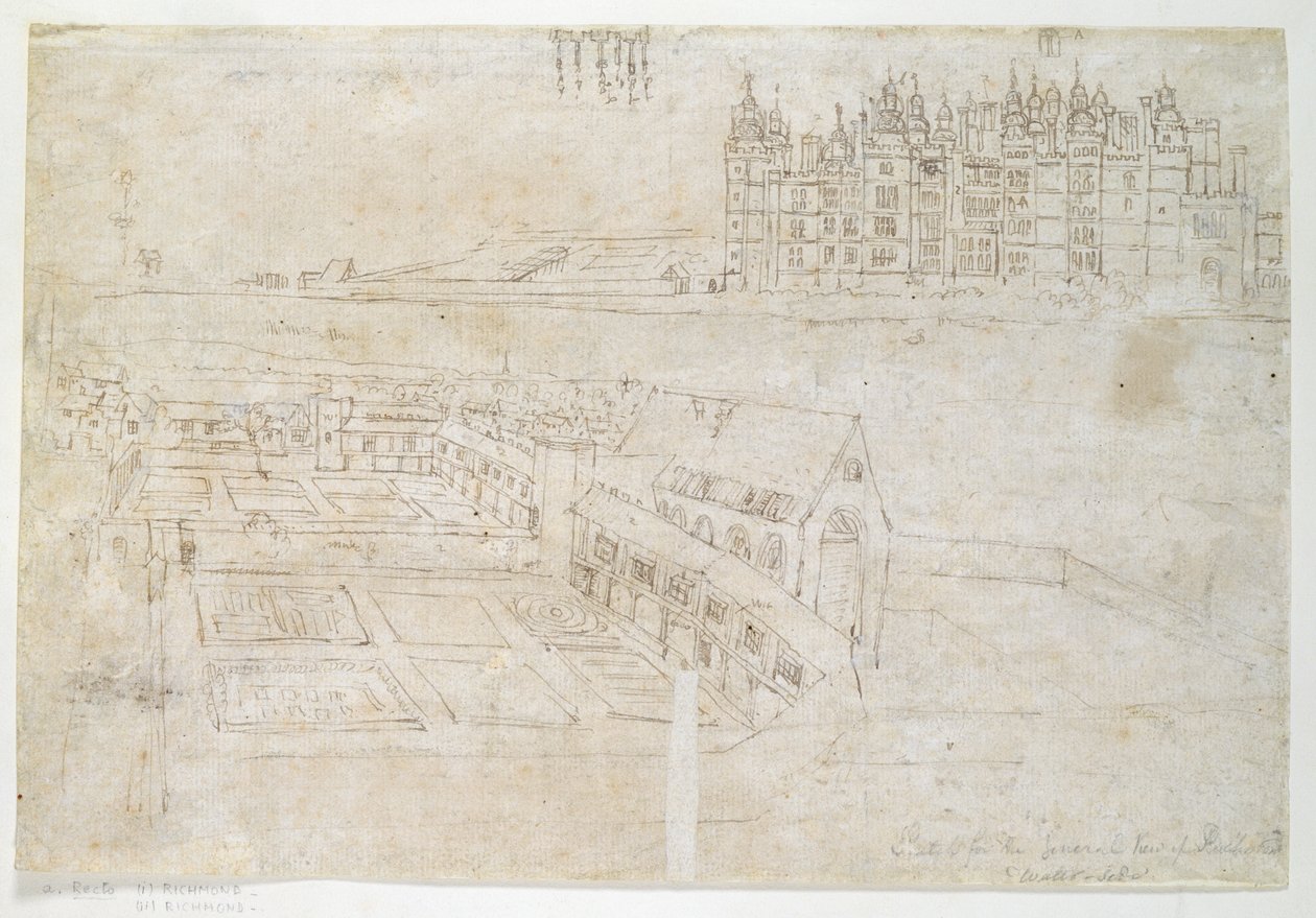 Privy Gardens, Richmond Palace, c.1544 (pero a inkoust na papíře) od Anthonis van den Wyngaerde