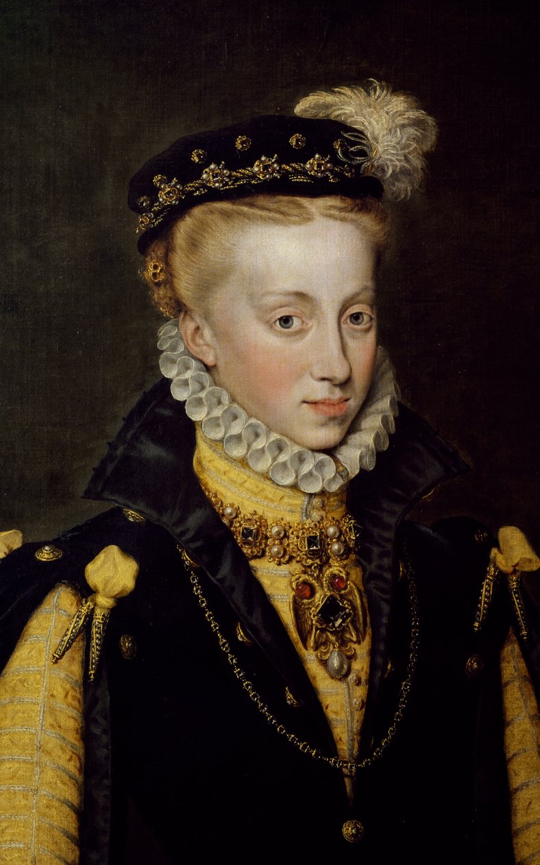 Portrét Anny Rakouské, královny španělské 1570 (obraz) od Anthonis van Dashorst (c.1519 1576/77) Mor