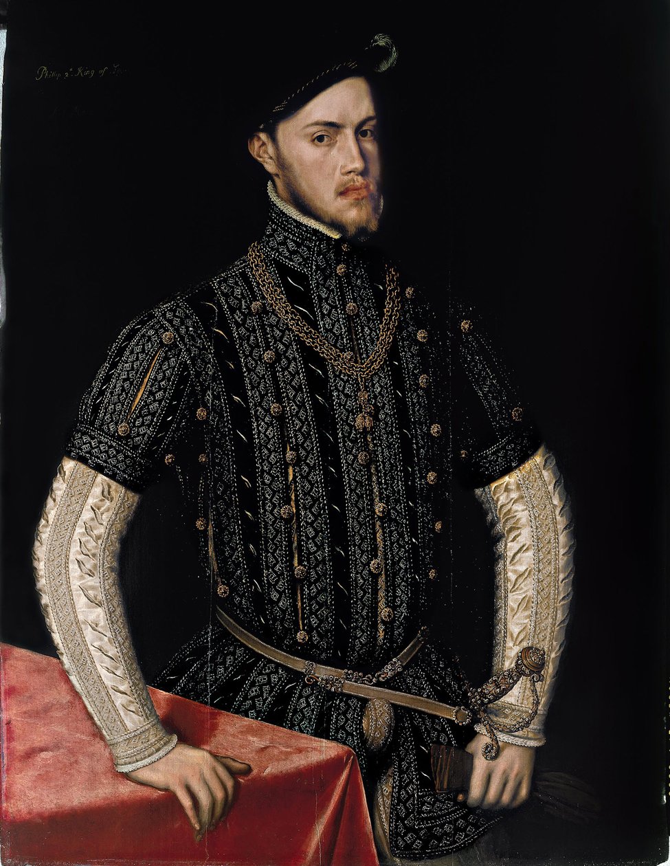 Portrét Filipa II. (1527-1598), krále Španělska a Portugalska - Obraz Antonise (Anthonis) Mor (asi 1517-1577), olej na dřevě (107,5x83,3 cm), asi 1550 - Portrét Filipa II., král Španělska a Portugalska, Olej na dřevě od Antonise Mora, cca 1550 - Pr od Anthonis van Dashorst Mor