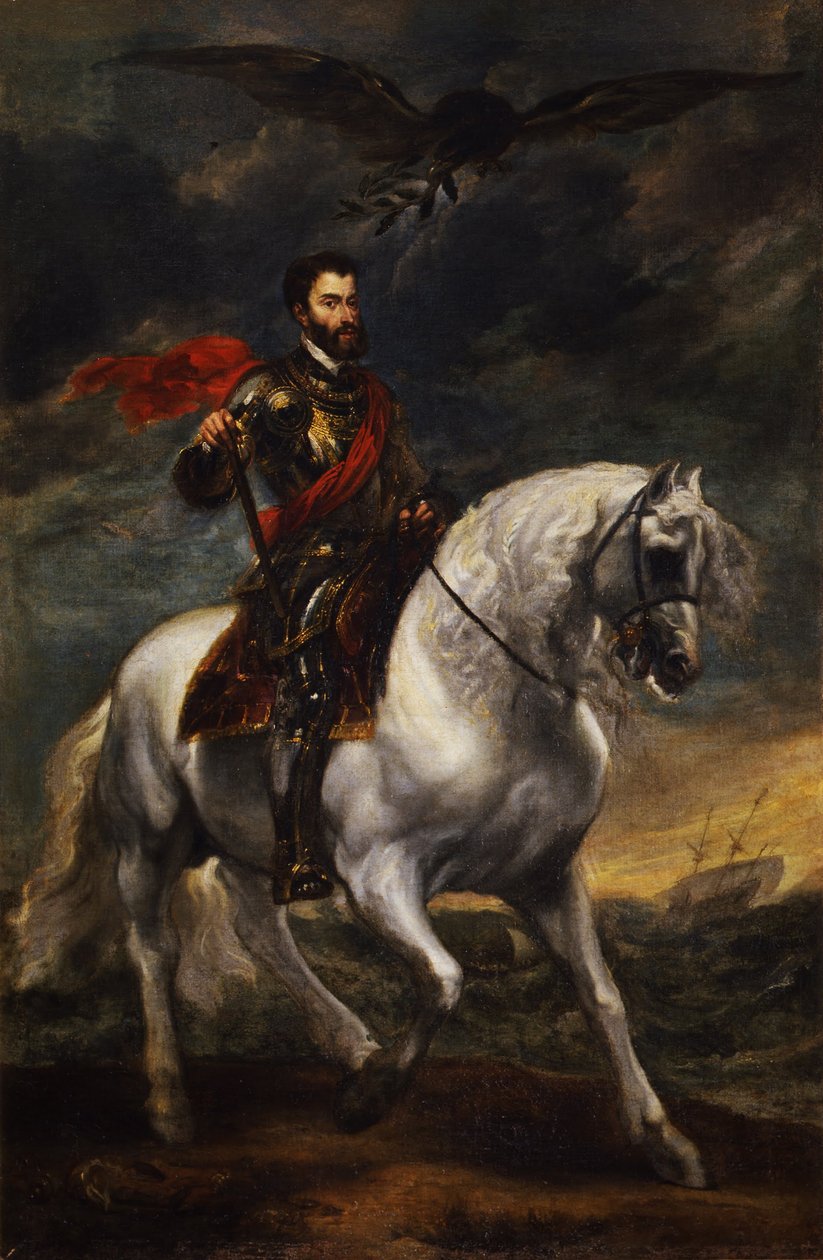 Jezdecký portrét císaře Karla V., c. 1620 od Anthony van Dyck