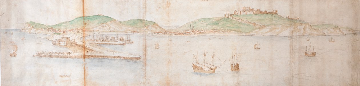 Dover z moře, polovina 16. století od Anthonis van den Wyngaerde