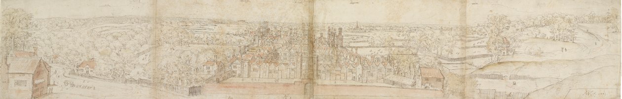 Oatlands Palace from the South, 1559. Verso: Richmond Palace and Roofs of Oatlands, 1559 od Anthonis van den Wyngaerde