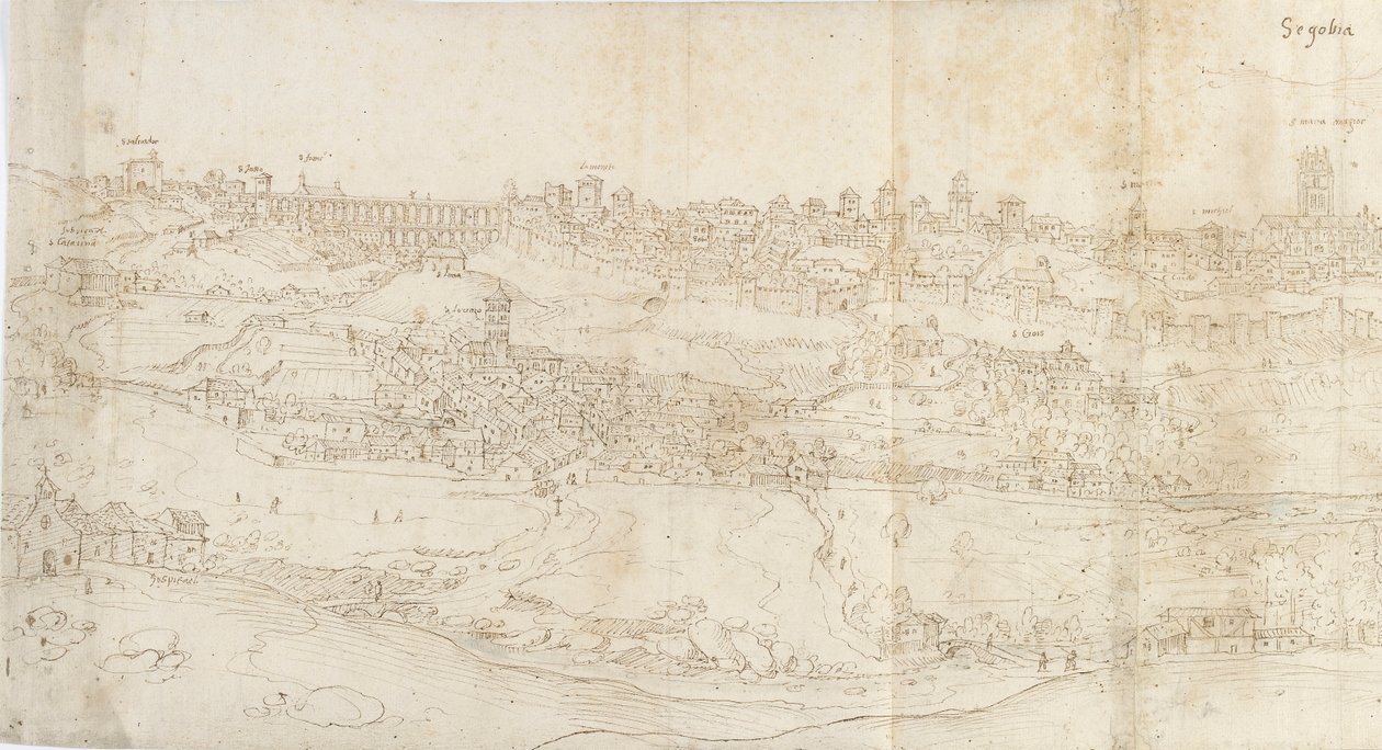 Panoramatický pohled na Segovii z východu, c1560-1570 od Anthonis van den Wyngaerde