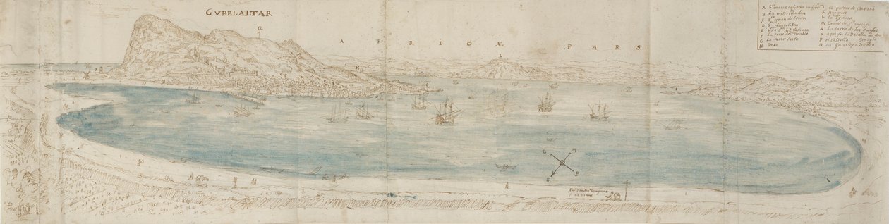 Panoramatický výhled na záliv Gibraltar, c1567 od Anthonis van den Wyngaerde