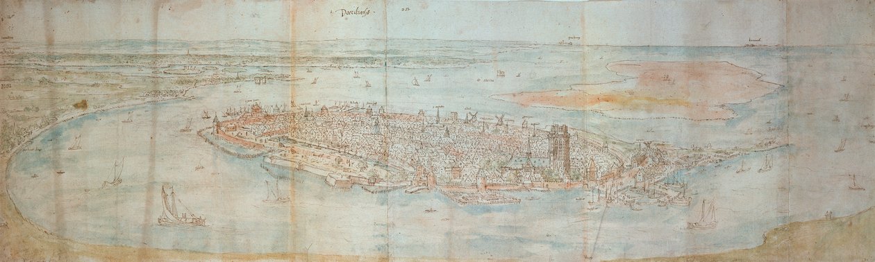 Panoraamanäkymä Dordrechtiin korkealta länteen päin katsottuna od Anthonis van den Wyngaerde