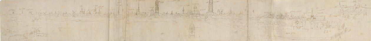 Předběžný náčrt pro pohled na Bruggy od jihozápadu, 1558. od Anthonis van den Wyngaerde
