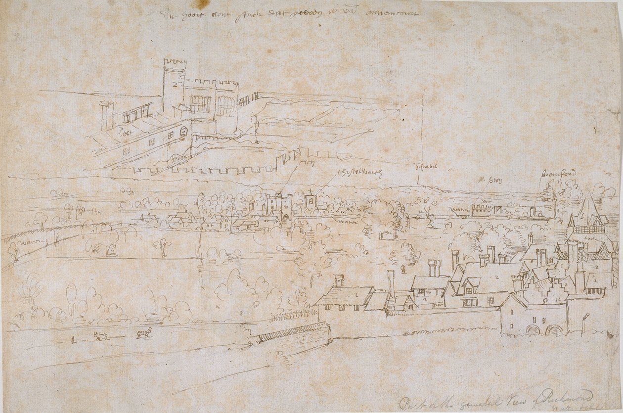 List studií paláců Hampton Court, Richmond a okolní krajiny, c1560s. od Anthonis van den Wyngaerde