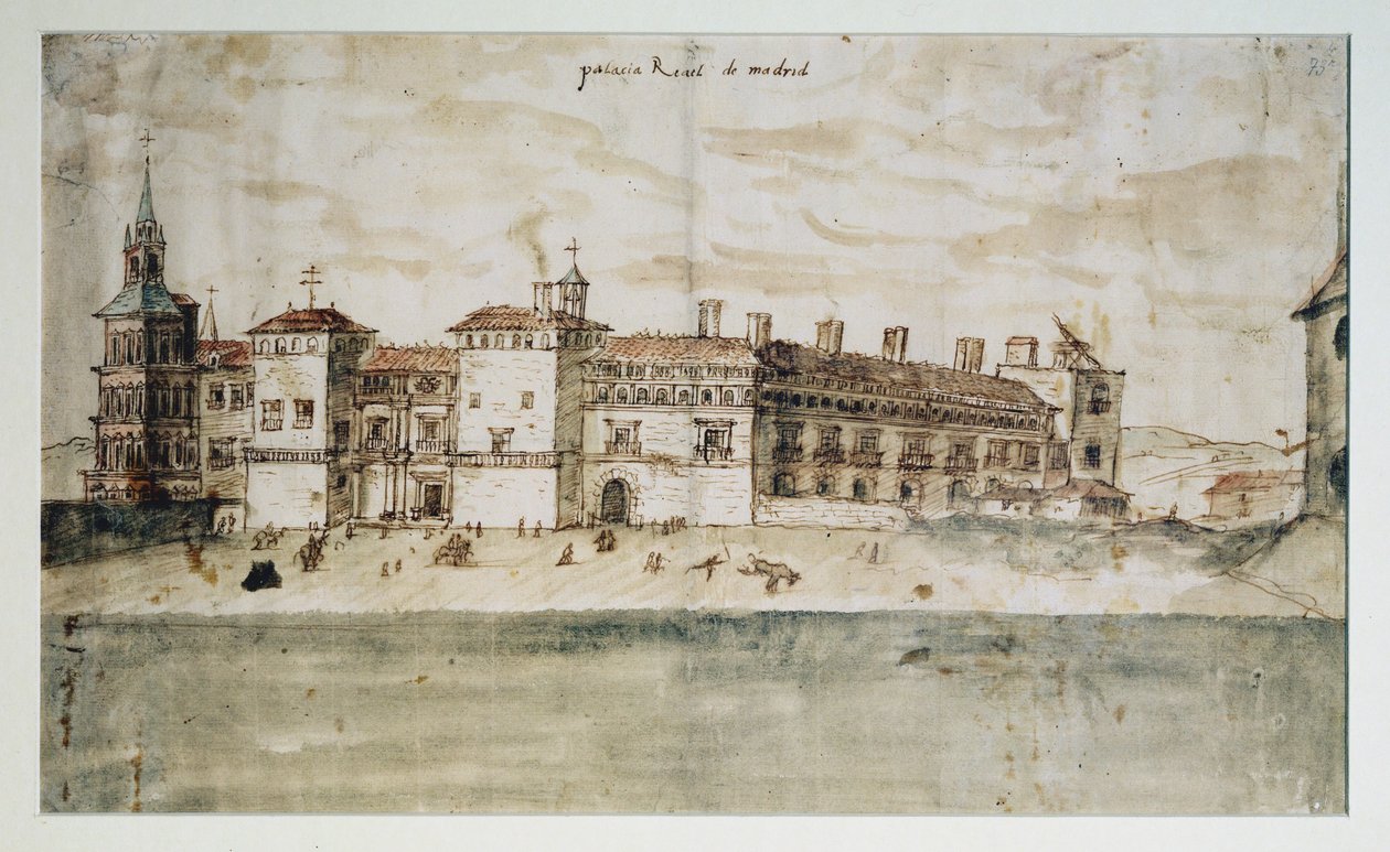 Madridský Alcazar od Anthonis van den Wyngaerde