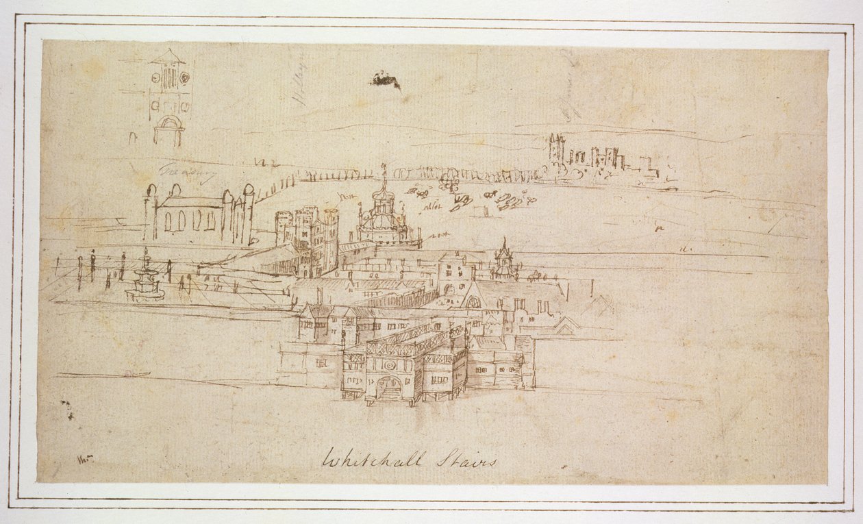Whitehall Stairs, c.1544 (pero a inkoust na papíře) od Anthonis van den Wyngaerde