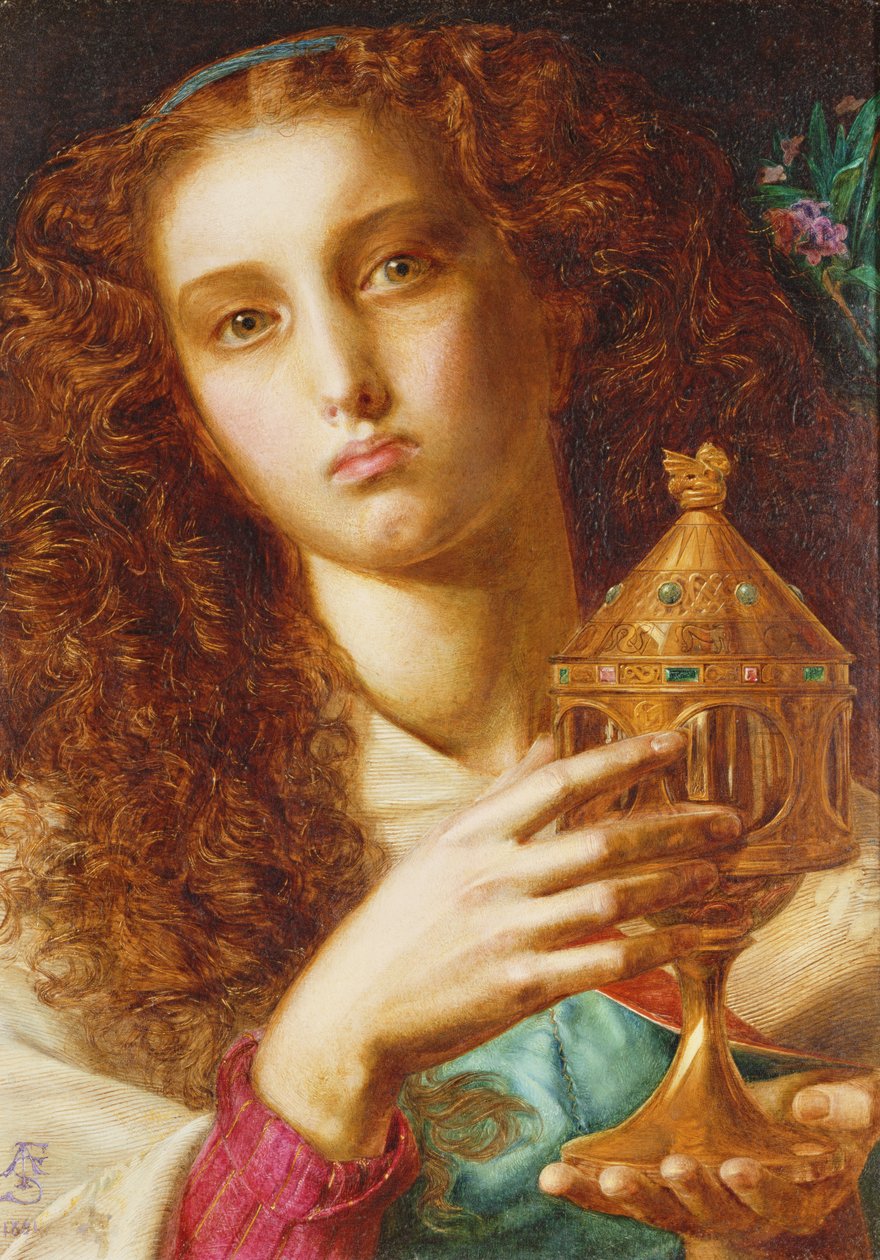 Dcera krále Pellese nesoucí Sancgraal, 1861 od Anthony Frederick Augustus Sandys
