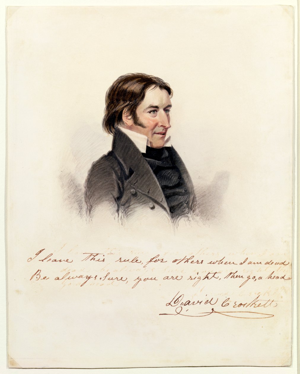 Portrét Davida Crocketta, 1834 (wc na papíře) od Anthony Lewis De Rose