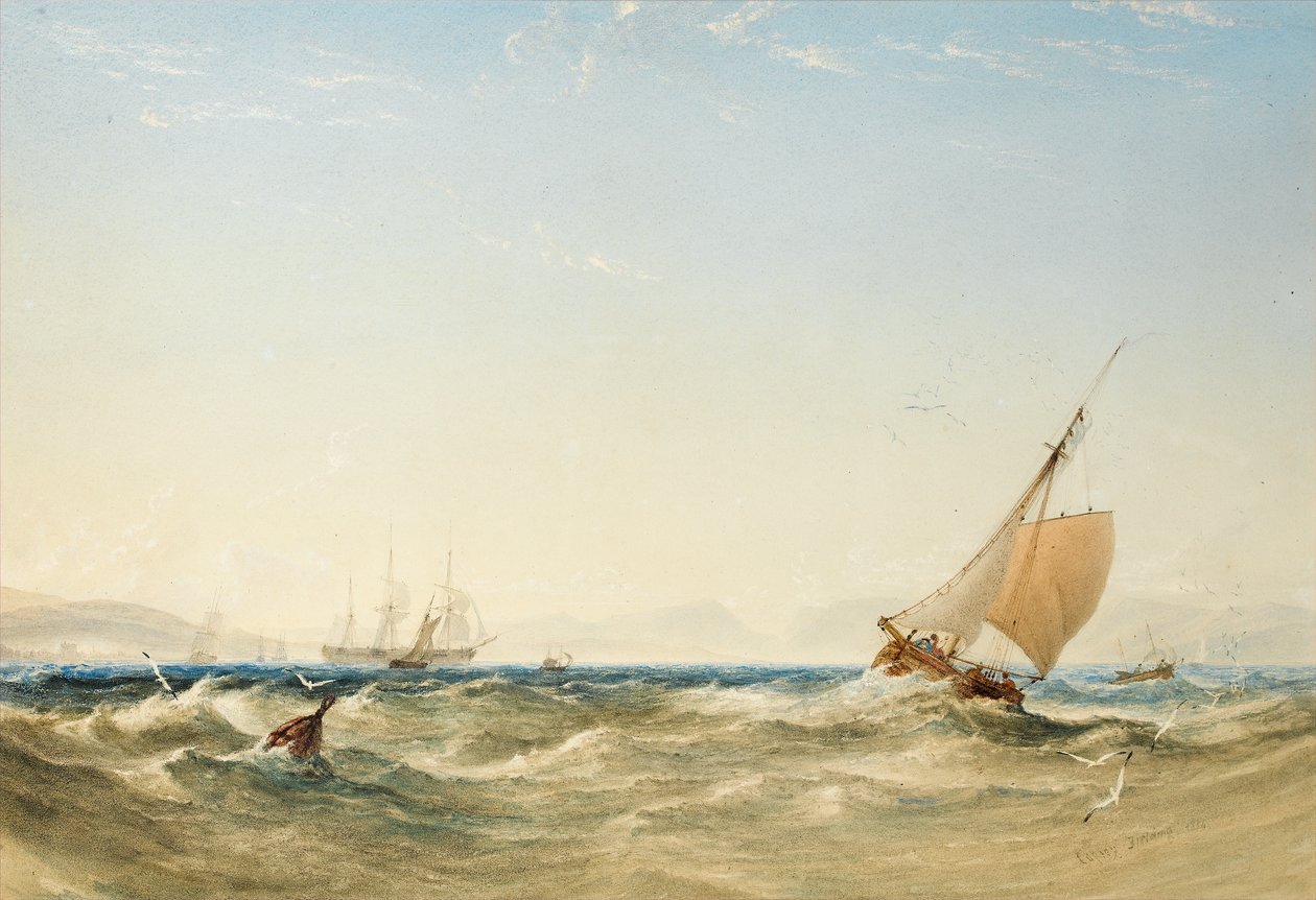 Fresh Breeze off the Coast of Scotland, 1854 (wc na papíře) od Anthony Vandyke Copley Fielding