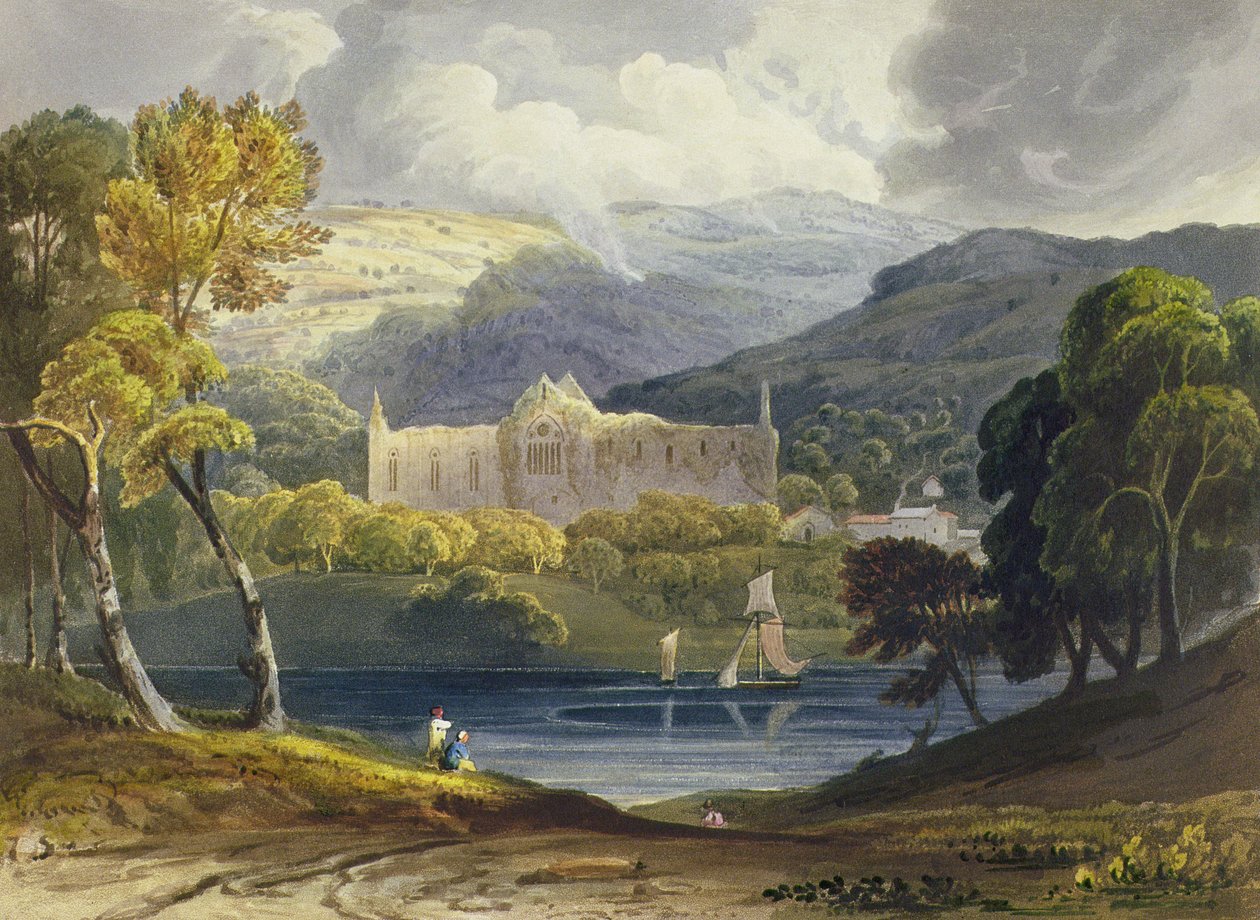 Severní pohled na Tintern Abbey z 