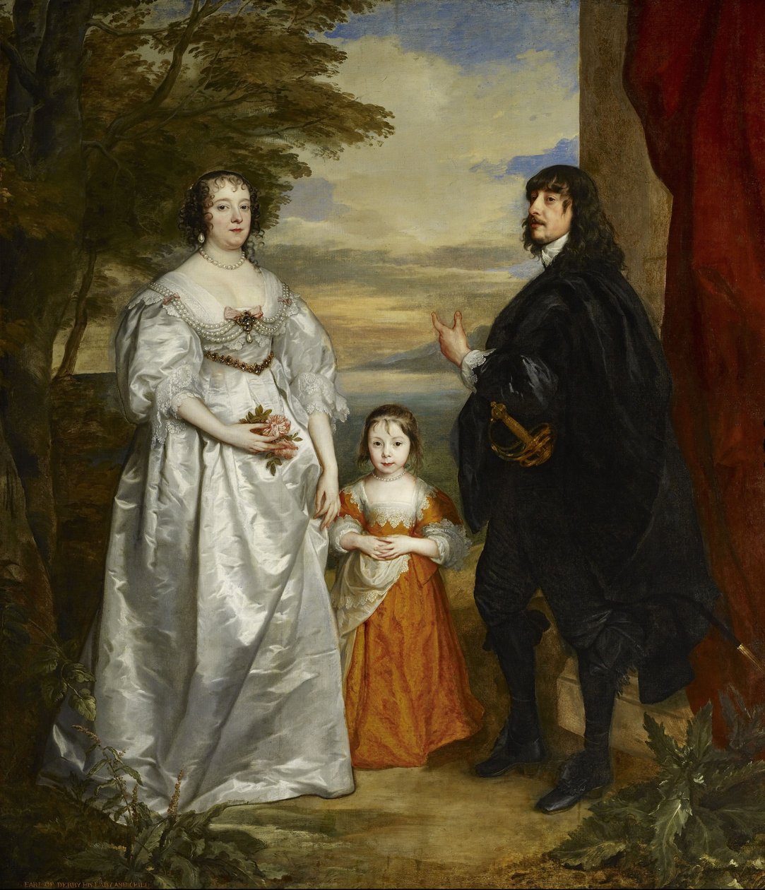 James, sedmý hrabě z Derby, jeho dáma a dítě od Anthony van Dyck