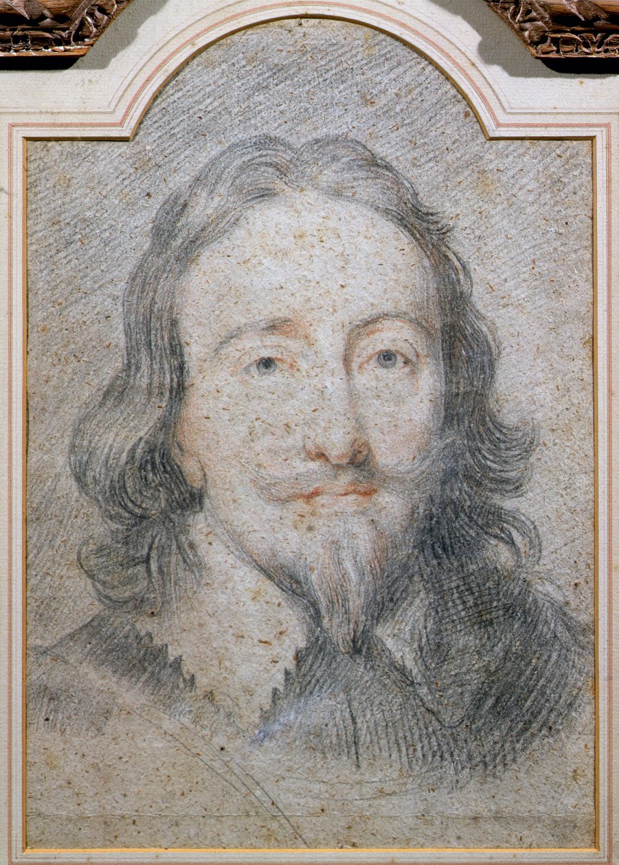 Karel I. (1600-49) (uhlí a křída na papíře) od Anthony van Dyck