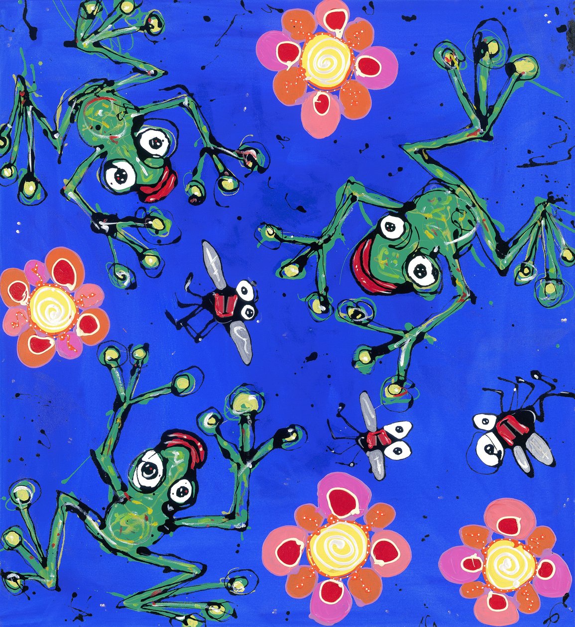 Frog Wallpaper, 2008 (smaltované akrylové zipy na plátně) od Anthony Breslin