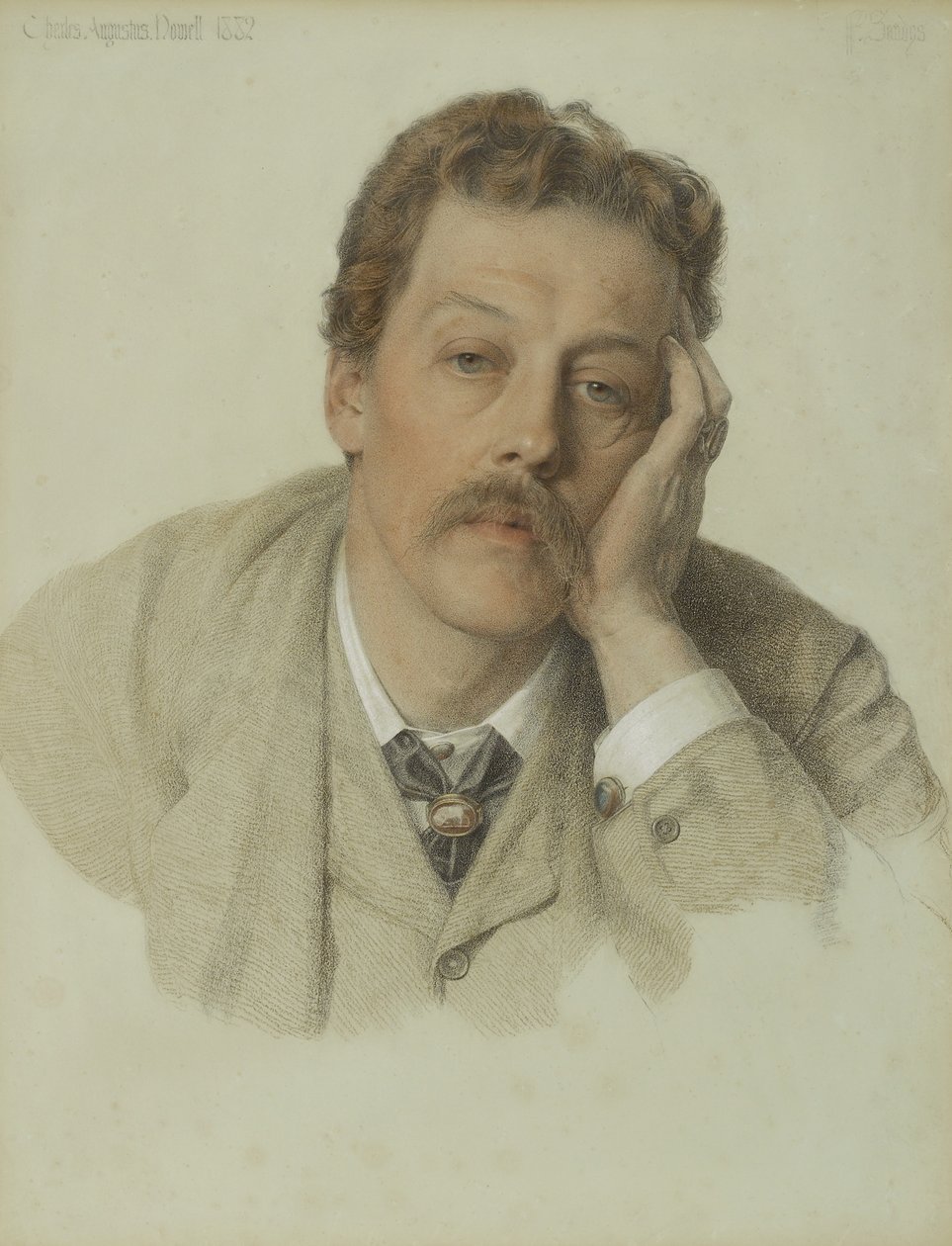 Charles Augustus Howell, 1882 (barevná křída na světle modrém papíře) od Anthony Frederick Augustus Sandys