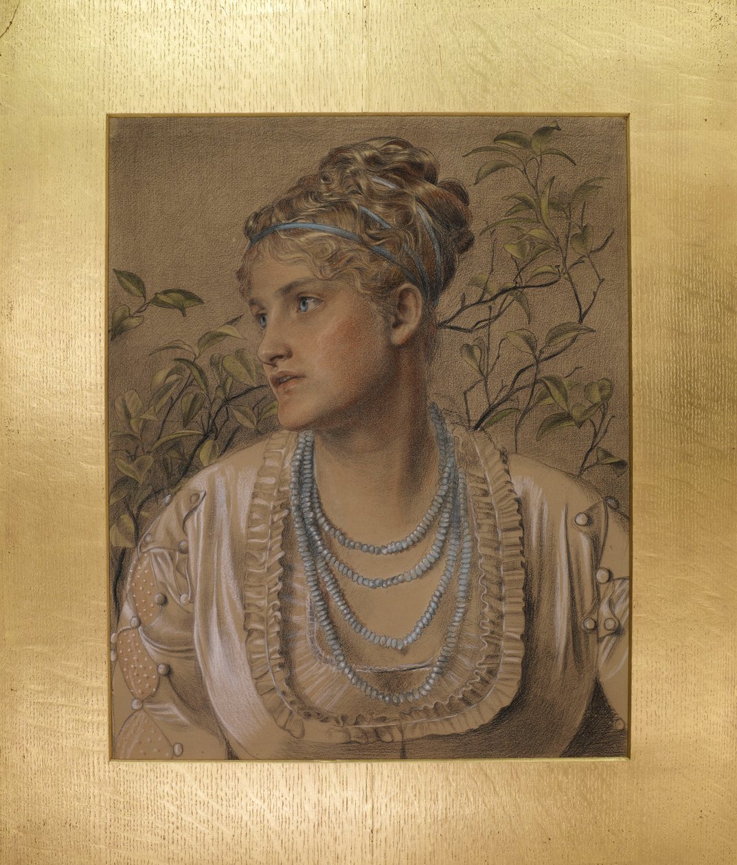 Mary Sandys (1845-1920), kolem 1871-73 (barevné křídy na lesklém papíře) od Anthony Frederick Augustus Sandys