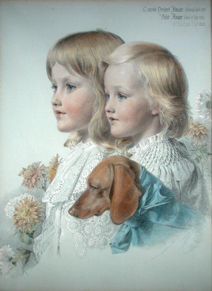 Portrét Conrada a Fialový květ od Anthony Frederick Augustus Sandys