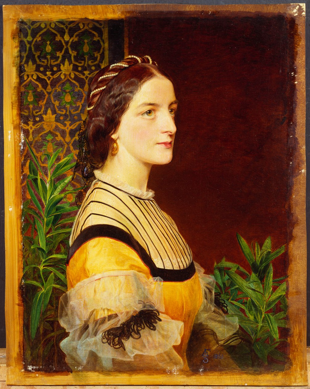 Portrét dámy, hlava a ramena, 1860 od Anthony Frederick Augustus Sandys