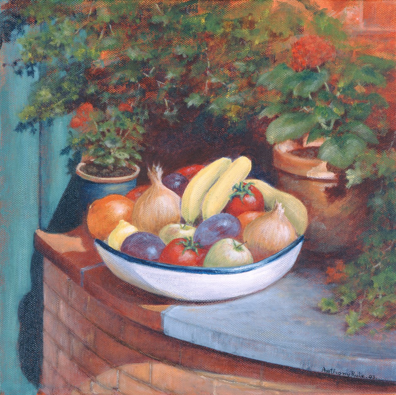 Fruit and Veg al Fresco, 2003 (akryl) od Anthony Rule