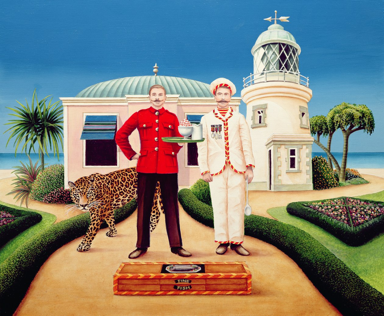 The Cook and Waiter, 1996 (akryl na palubě) od Anthony Southcombe