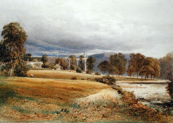 Bolton Abbey z River Wharfe, South View, cca 1825 (akvarel na papíře) od Anthony Vandyke Copley Fielding