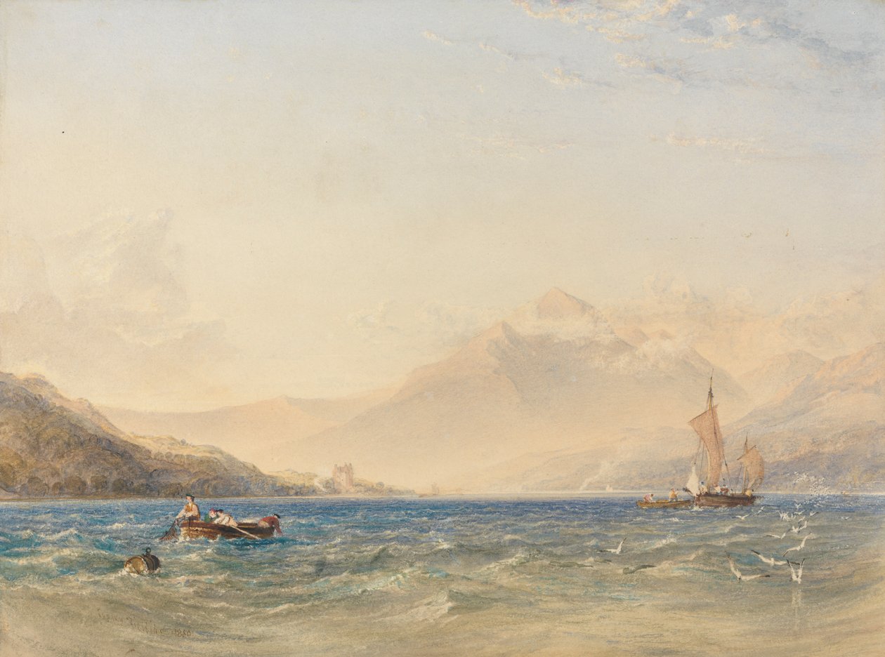 Hlava jezera Loch Fyne s hradem Dindarra od Anthony Vandyke Copley Fielding