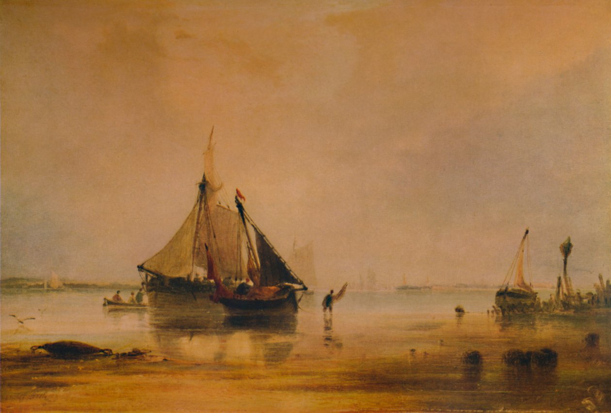 Plavidla na pobřeží poblíž Southamptonu, c1831, 1935 od Anthony Vandyke Copley Fielding