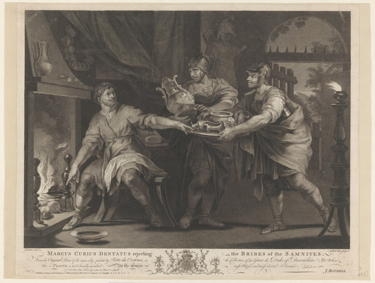 Manius Curius Dentatus weigert de geschenken van de Samnieten Marcus Curius Dentatus odmítá úplatky Samnitů (název na objektu) od Anthony Walker