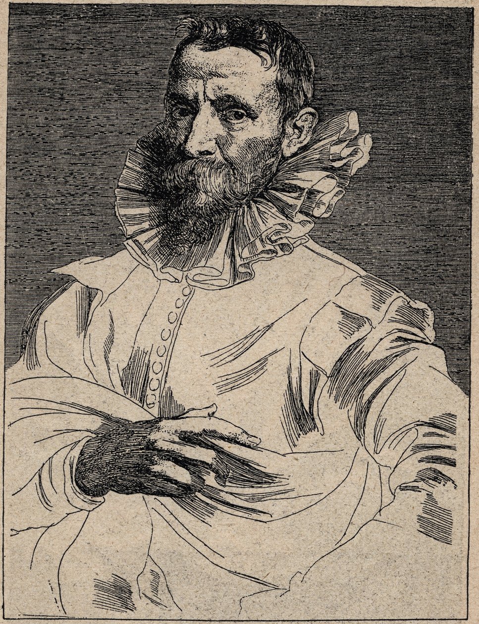 Jan Brueghel starší (nebo Ain, známý jako Brueghel de Velours) (1568-1625) - Jan Brueghel starší - rytina podle Anthonyho van Dycka od Anthony van (after) Dyck