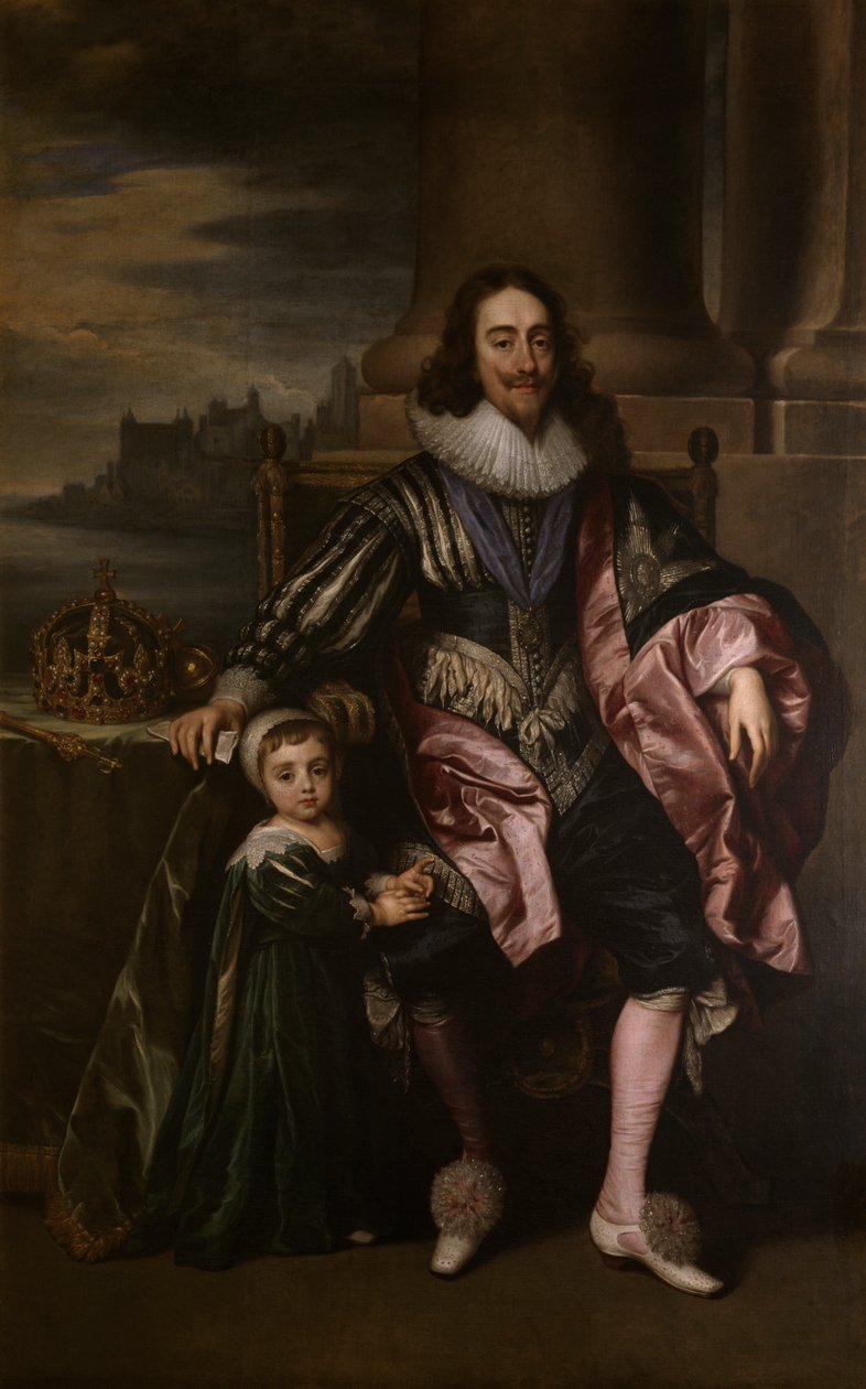 Král Karel I. a princ Charles (olej na plátně) od Anthony van (after) Dyck
