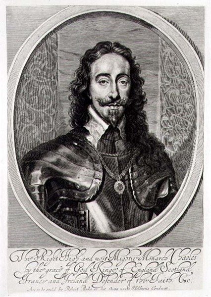 Portrét Karla I. (1600-49) vyrytý Williamem Faithornem (1616-91) 1658 (rytina) od Anthony van (after) Dyck