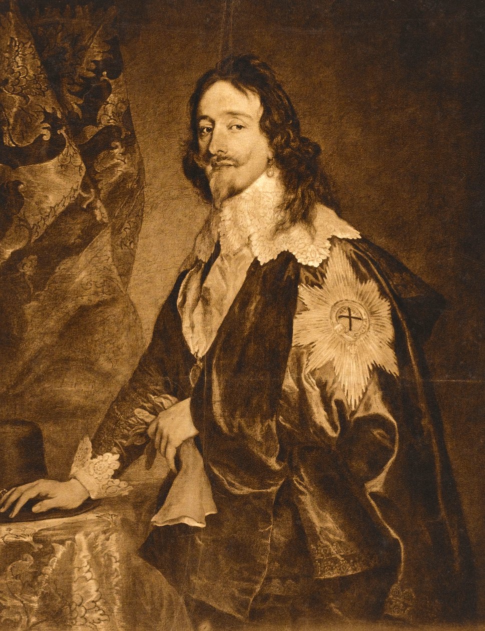 Portrét Karla I. (reprodukce, hnědý) od Anthony van (after) Dyck