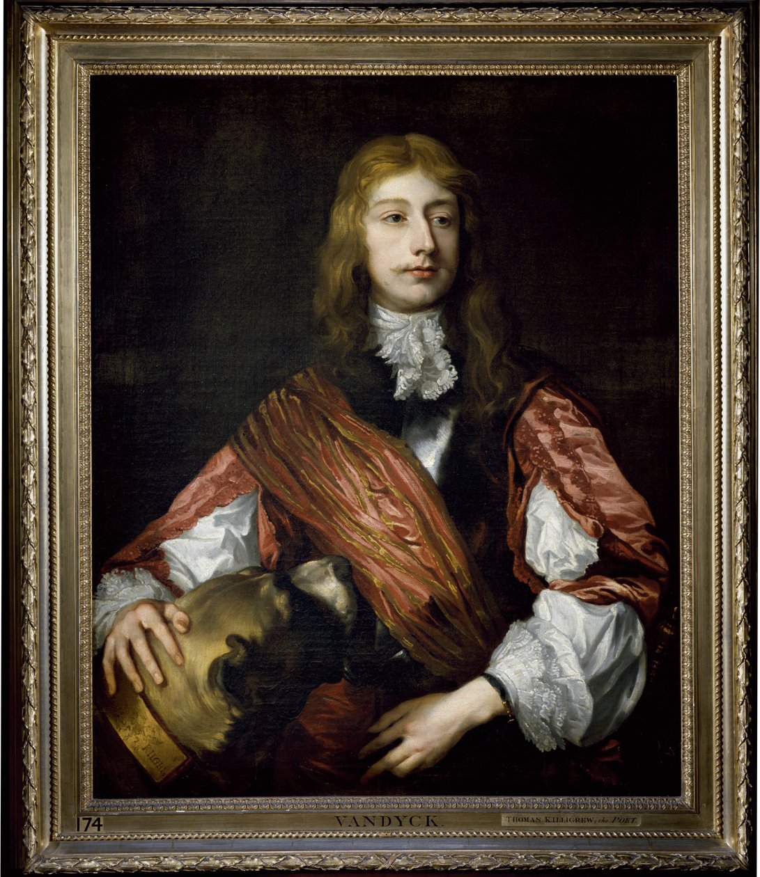 Thomas Killigrew a jeho pes (olej na plátně) od Anthony van (studio of) Dyck